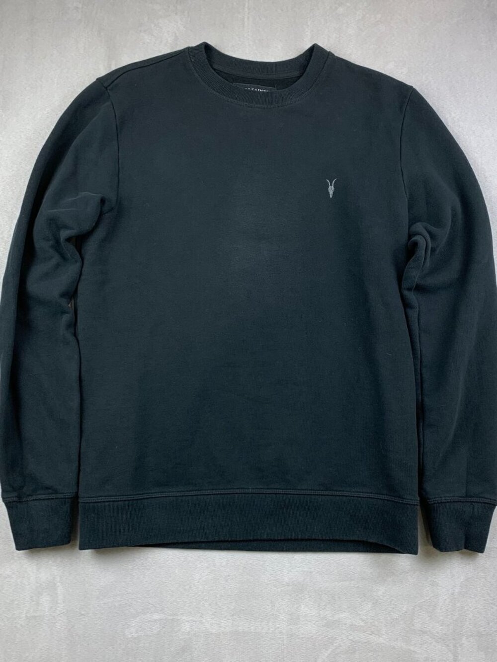 AllSaints Mens Sweater XS Black Raven Crewneck Pullover Sweatshirt Long Sleeve